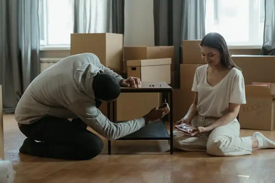 man repairing a table