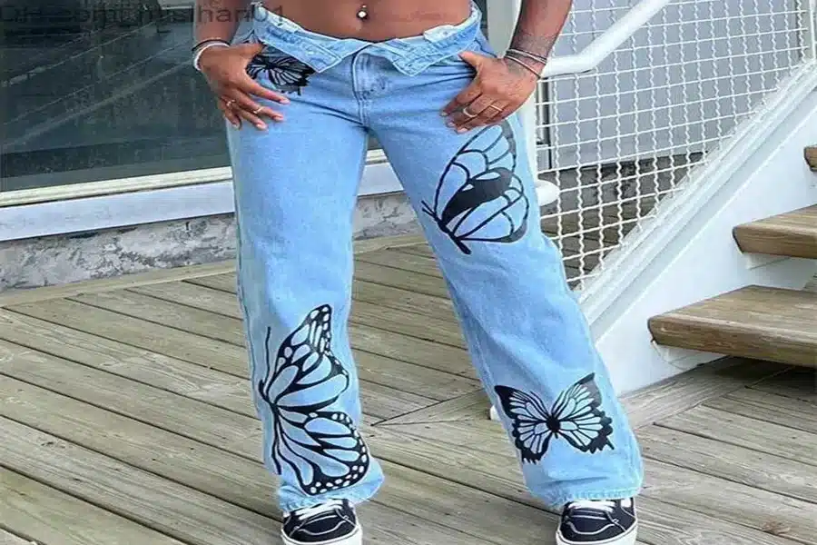 jeans with butterfly cutout